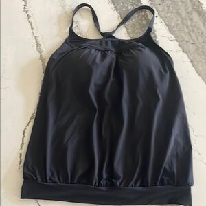 Lands' End  Racerback Blouson Tankini Top Black 8